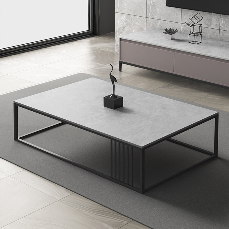 Single Coffee Table Slate Rectangular Coffee Cocktail Table Light Grey