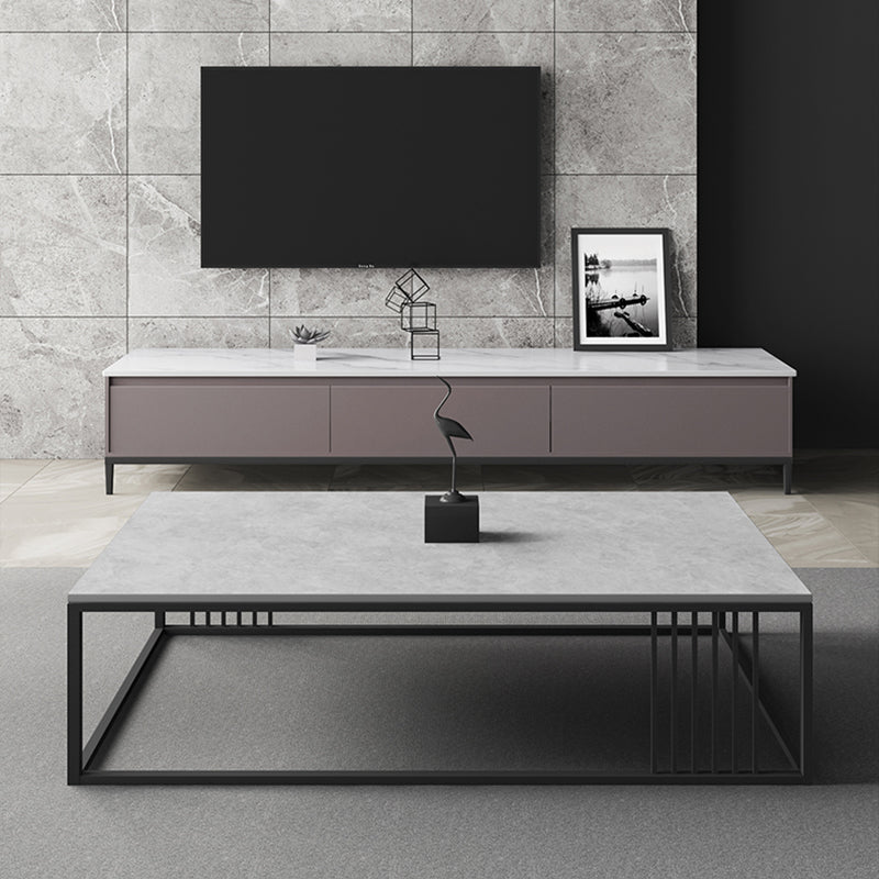 Single Coffee Table Slate Rectangular Coffee Cocktail Table Light Grey
