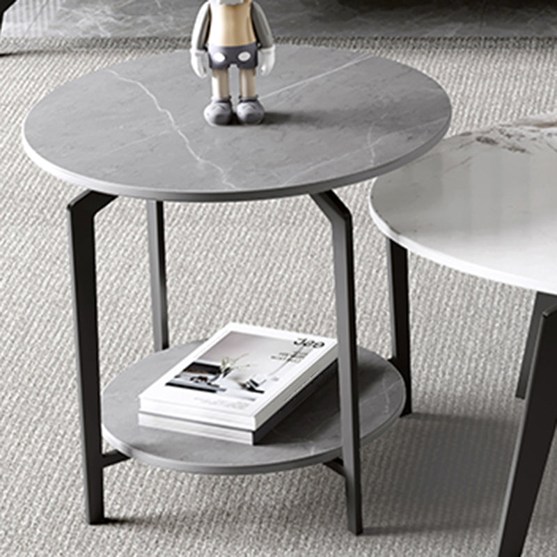 2 Nesting Slate Coffee Table Set Oval Coffee Table with Storage