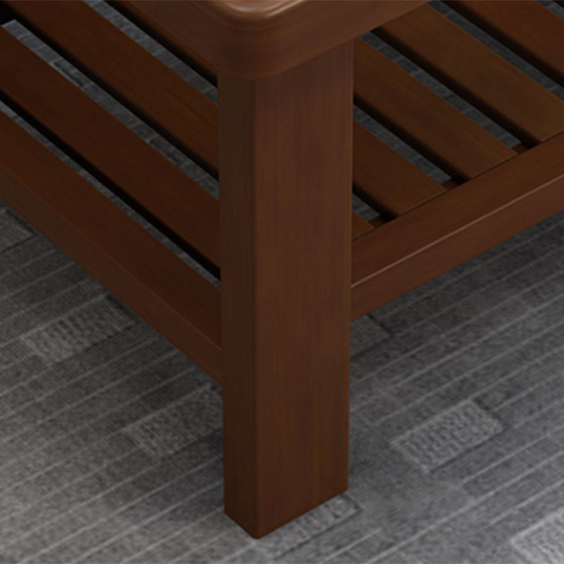 Rectangular Solid Wood Base with 4 Legs Nordic Style Coffee Table with Storage Rack