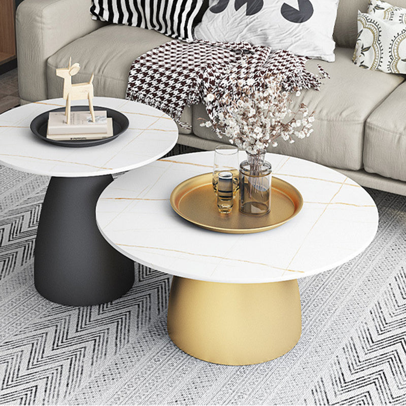 Modern Style Round Metal Table Metal Pedestal Base Coffee Table