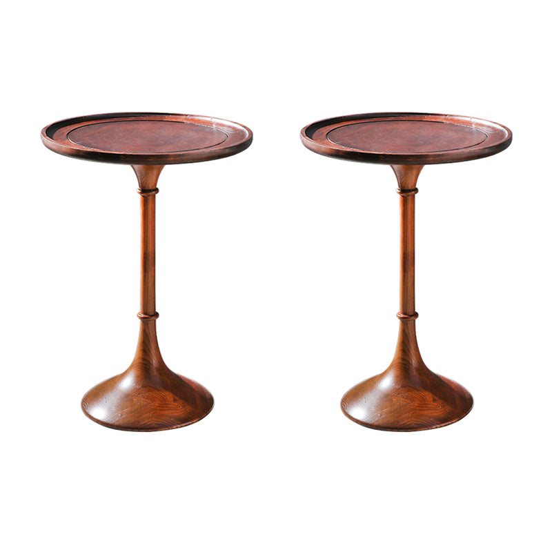 Rustic Wooden Round Tray Top Side Table 25.5"/27.5" Tall Pedestal End Table