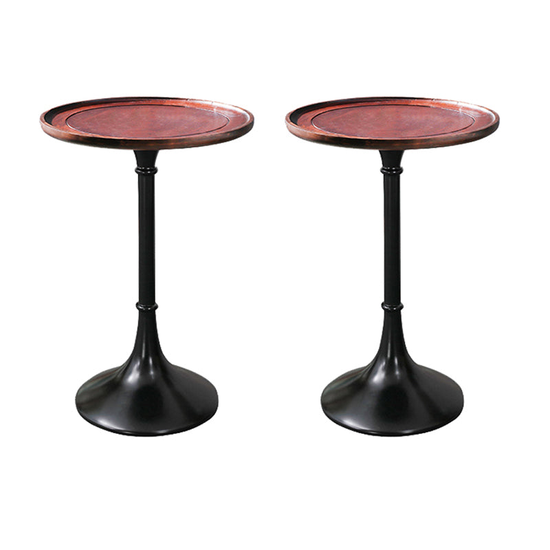 Rustic Wooden Round Tray Top Side Table 25.5"/27.5" Tall Pedestal End Table