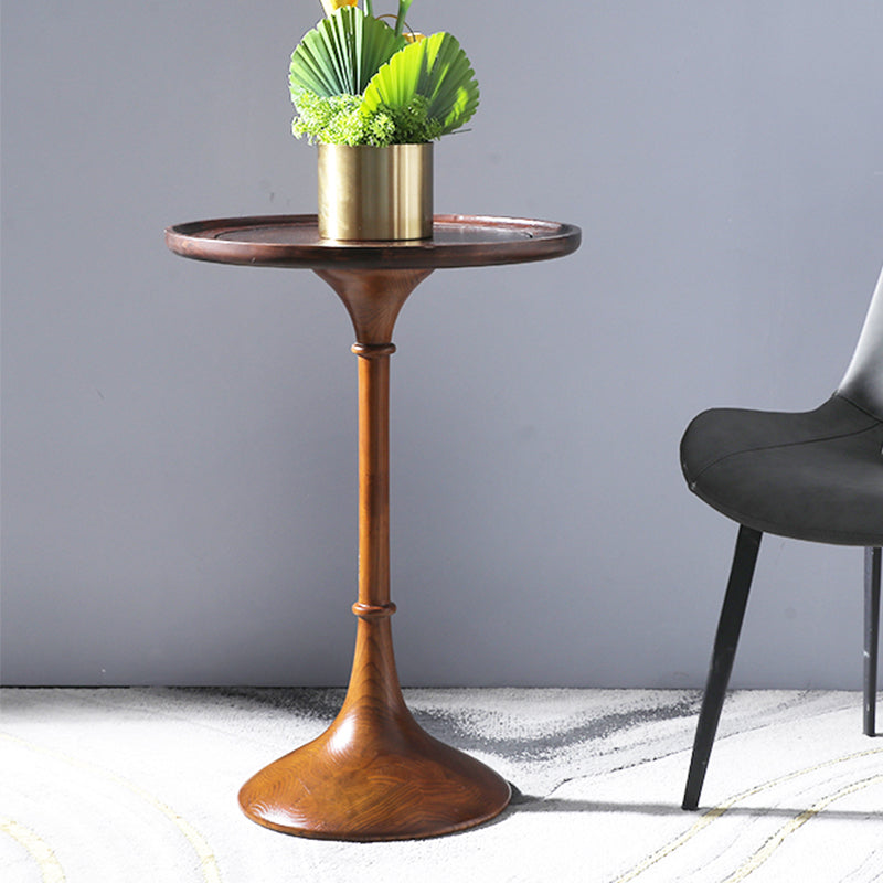Rustic Wooden Round Tray Top Side Table 25.5"/27.5" Tall Pedestal End Table