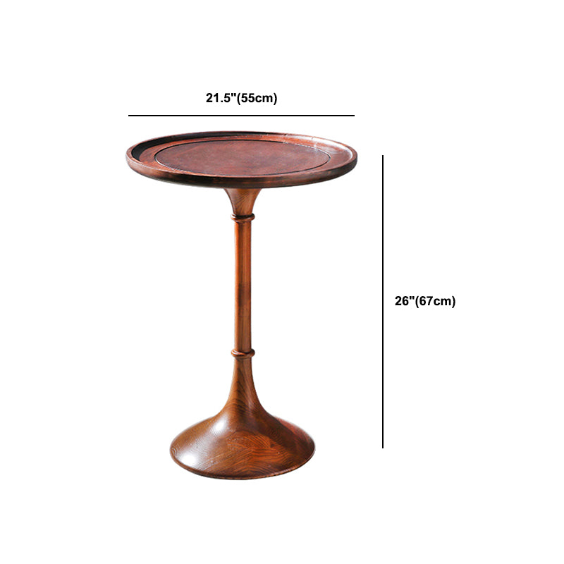 Rustic Wooden Round Tray Top Side Table 25.5"/27.5" Tall Pedestal End Table