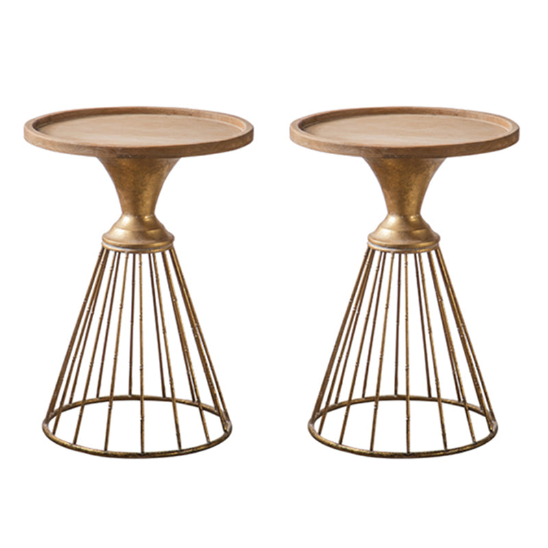 French Country Frame End Table Antique Brass Solid Wood Side Table