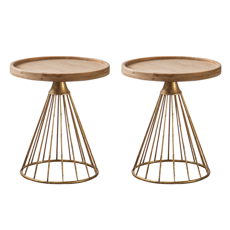 French Country Frame End Table Antique Brass Solid Wood Side Table
