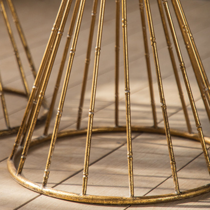 French Country Frame End Table Antique Brass Solid Wood Side Table