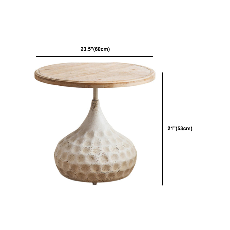 French Country Round Wooden Top Side Table Antique Brown Pedestal End Snake Table