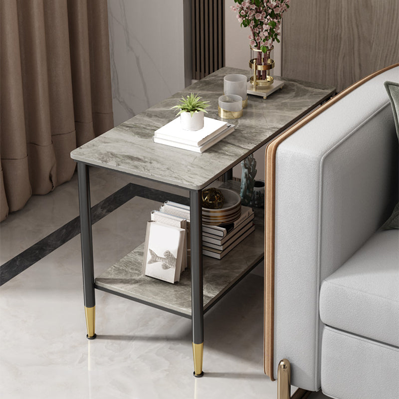 21.65" Tall  4 Legs End Table Modern Slate Rectangular Side Table