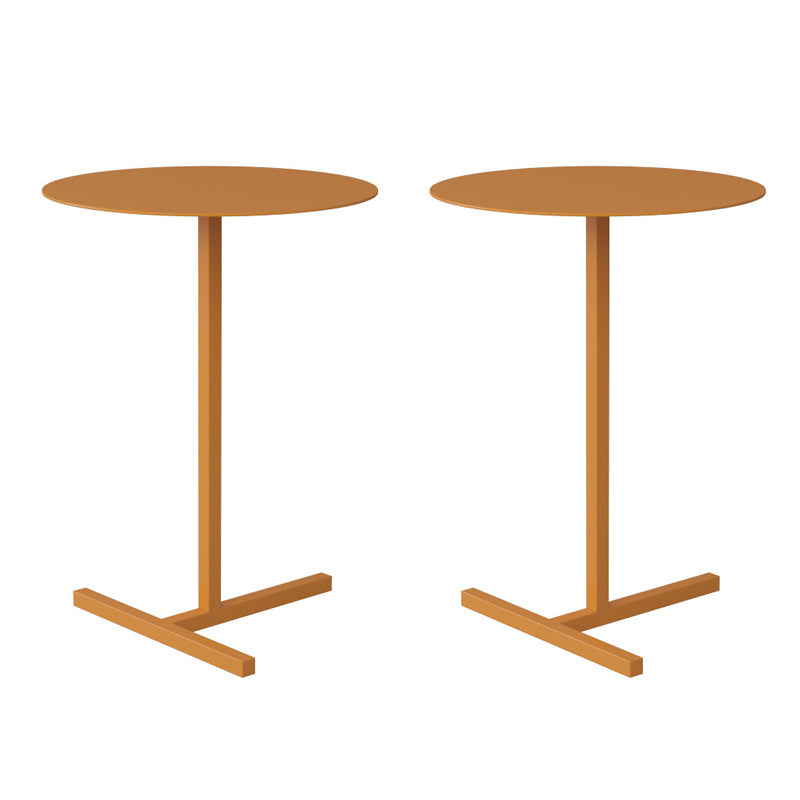 Mid-Century Round Metal End Table Dia 15.75" Pedestal Side Table
