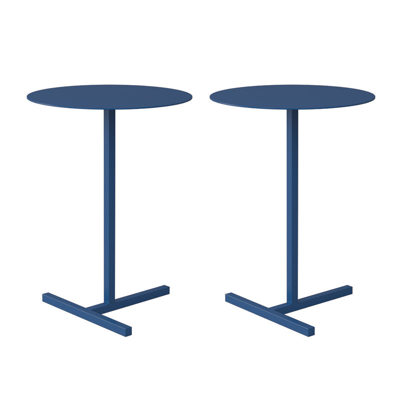 Mid-Century Round Metal End Table Dia 15.75" Pedestal Side Table