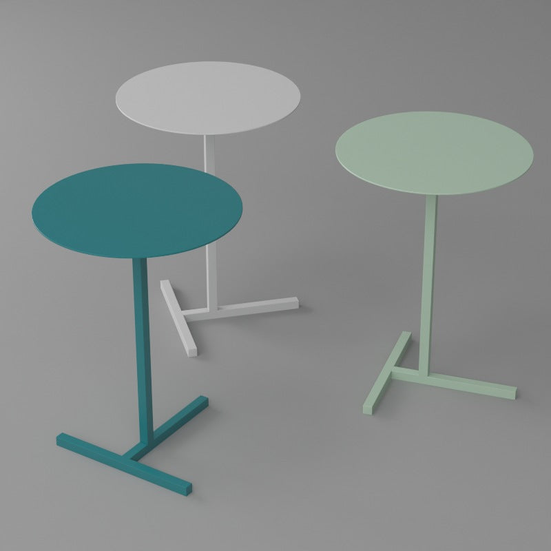Mid-Century Round Metal End Table Dia 15.75" Pedestal Side Table