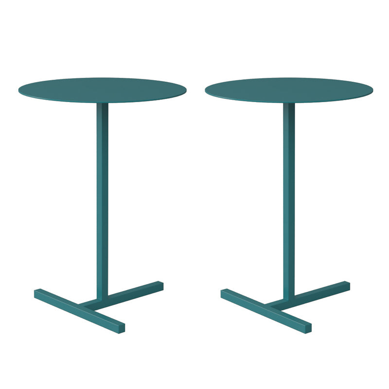 Mid-Century Round Metal End Table Dia 15.75" Pedestal Side Table