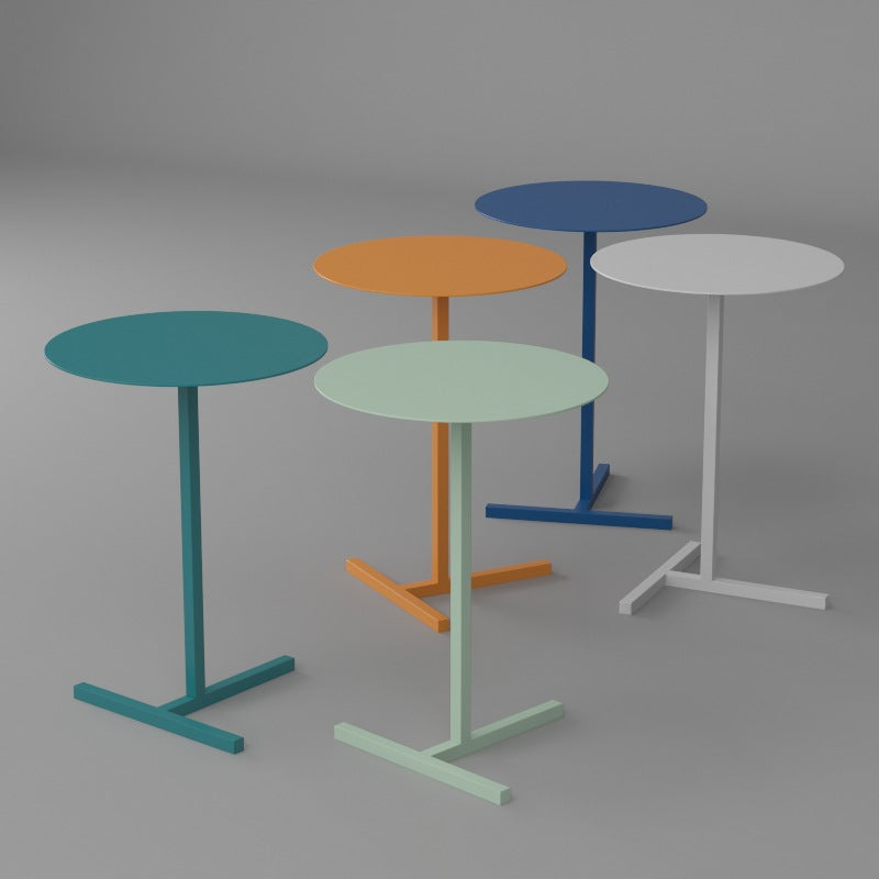 Mid-Century Round Metal End Table Dia 15.75" Pedestal Side Table