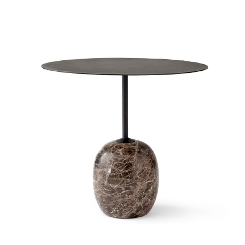 Mid-Century Metal Round Top Side Table Marble Pedestal End Table
