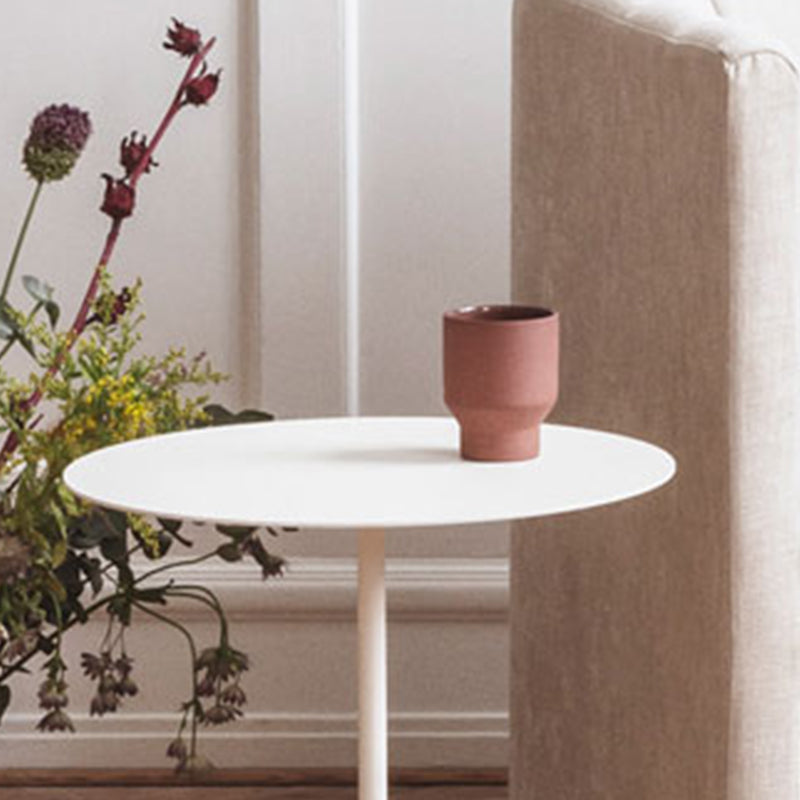 Mid-Century Metal Round Top Side Table Marble Pedestal End Table