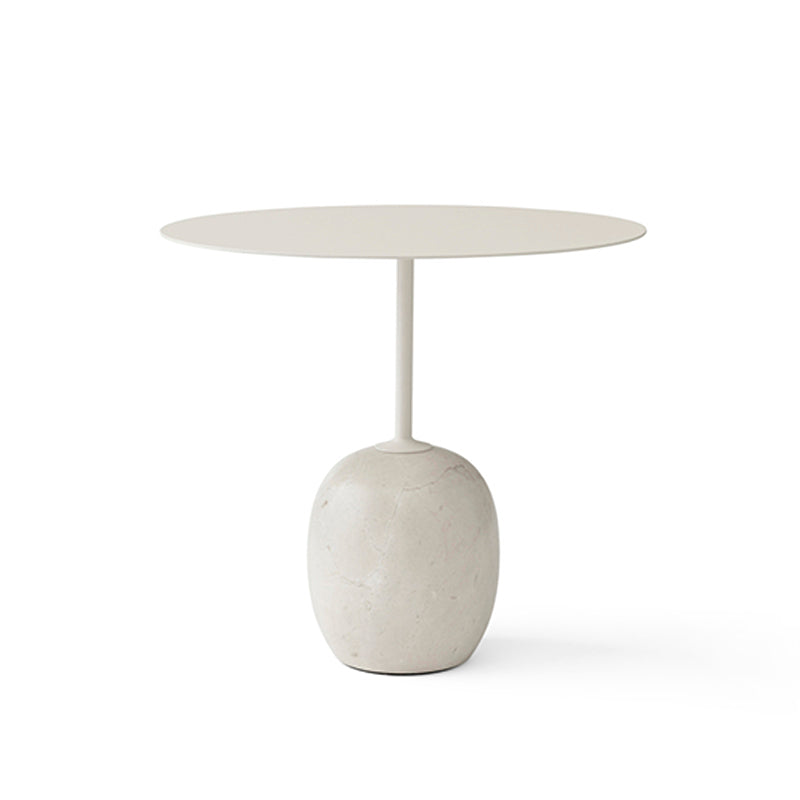 Mid-Century Metal Round Top Side Table Marble Pedestal End Table