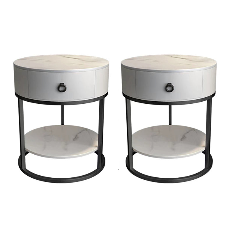 1-Drawer Shelf Included Stone Side Table - 19.69" W x 19.69" D x 22.83" H
