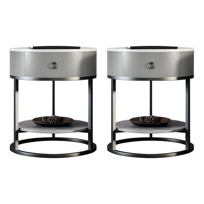 1-Drawer Shelf Included Stone Side Table - 19.69" W x 19.69" D x 22.83" H