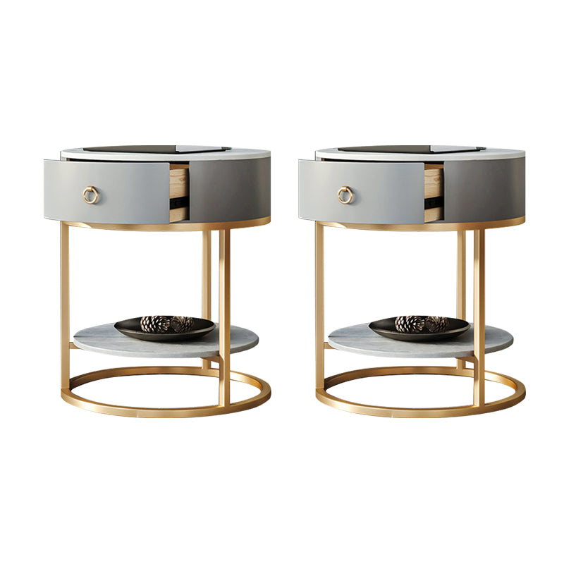 1-Drawer Shelf Included Stone Side Table - 19.69" W x 19.69" D x 22.83" H