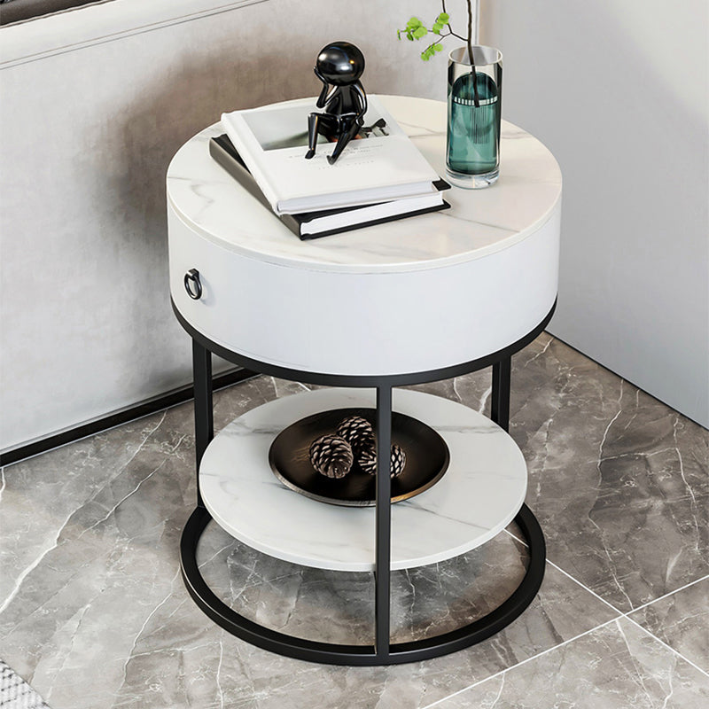 1-Drawer Shelf Included Stone Side Table - 19.69" W x 19.69" D x 22.83" H