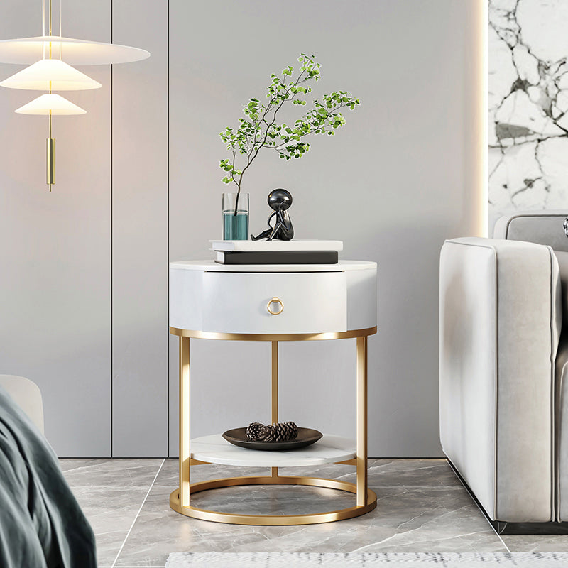1-Drawer Shelf Included Stone Side Table - 19.69" W x 19.69" D x 22.83" H