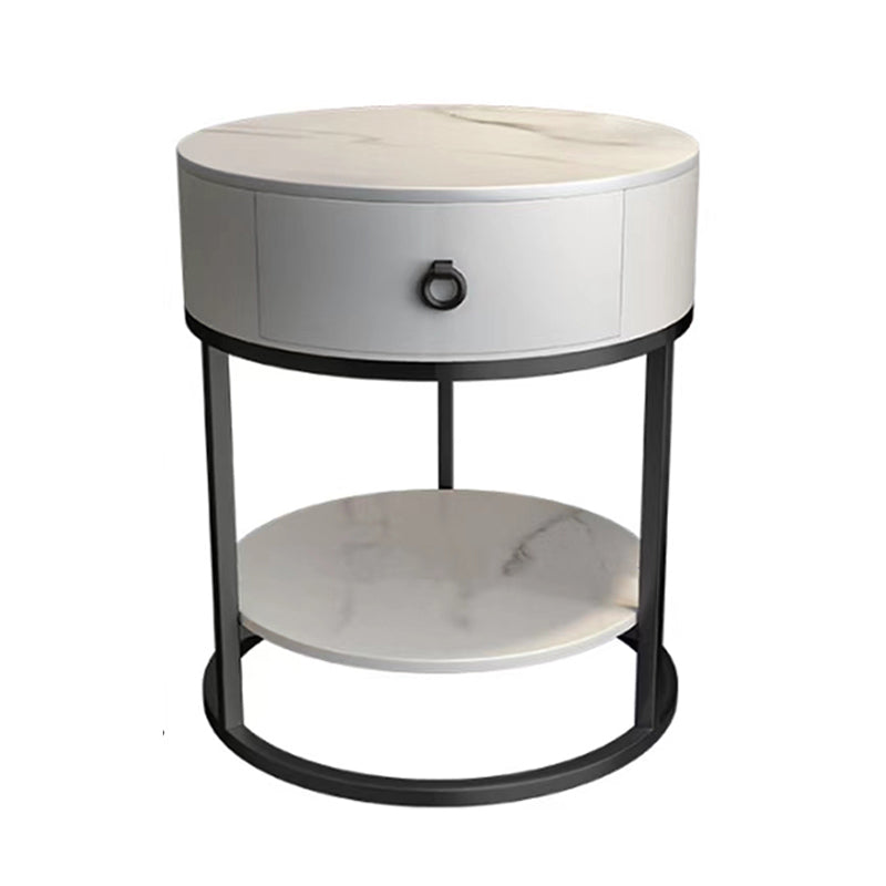1-Drawer Shelf Included Stone Side Table - 19.69" W x 19.69" D x 22.83" H