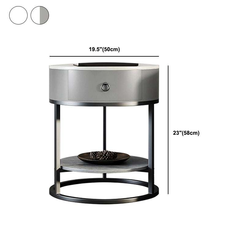 1-Drawer Shelf Included Stone Side Table - 19.69" W x 19.69" D x 22.83" H