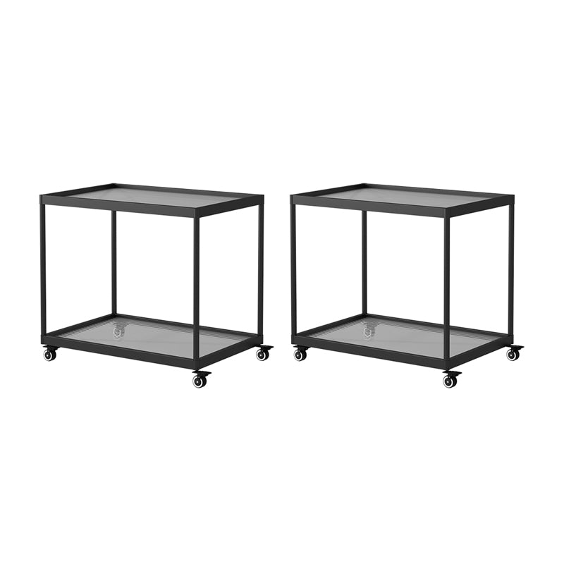 21.6" Tall Modern Rectangular Glass Top Side Table Iron Frame End Table with Shelf