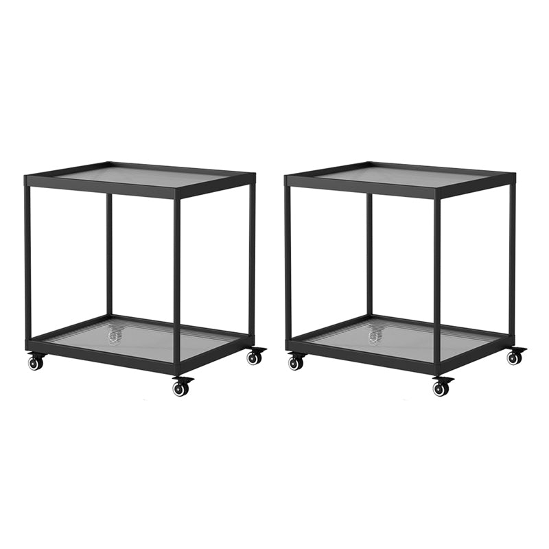 21.6" Tall Modern Rectangular Glass Top Side Table Iron Frame End Table with Shelf