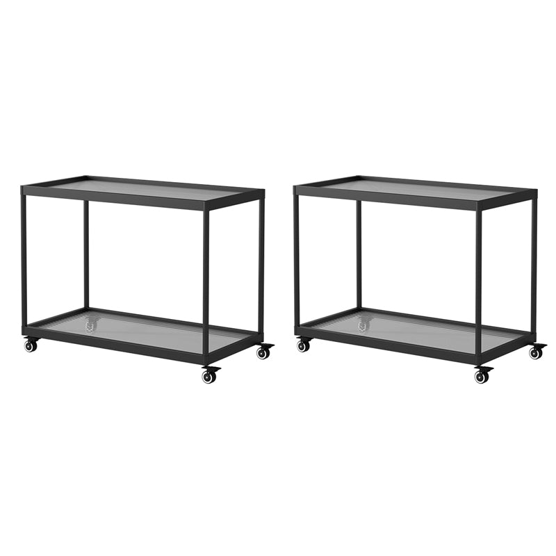 21.6" Tall Modern Rectangular Glass Top Side Table Iron Frame End Table with Shelf