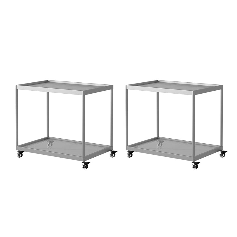 21.6" Tall Modern Rectangular Glass Top Side Table Iron Frame End Table with Shelf