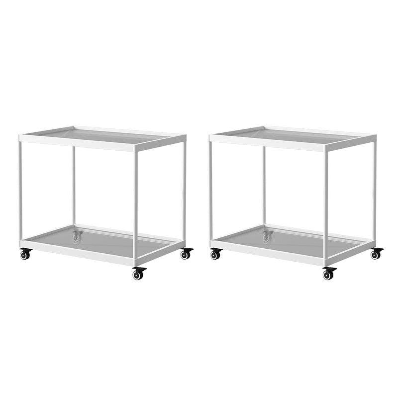 21.6" Tall Modern Rectangular Glass Top Side Table Iron Frame End Table with Shelf