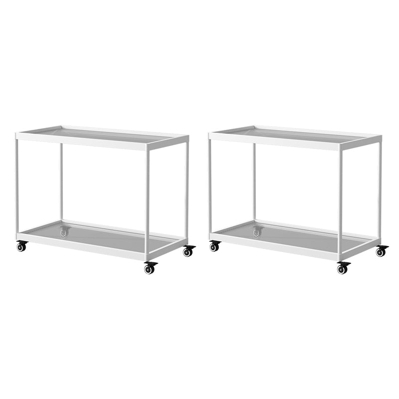 21.6" Tall Modern Rectangular Glass Top Side Table Iron Frame End Table with Shelf