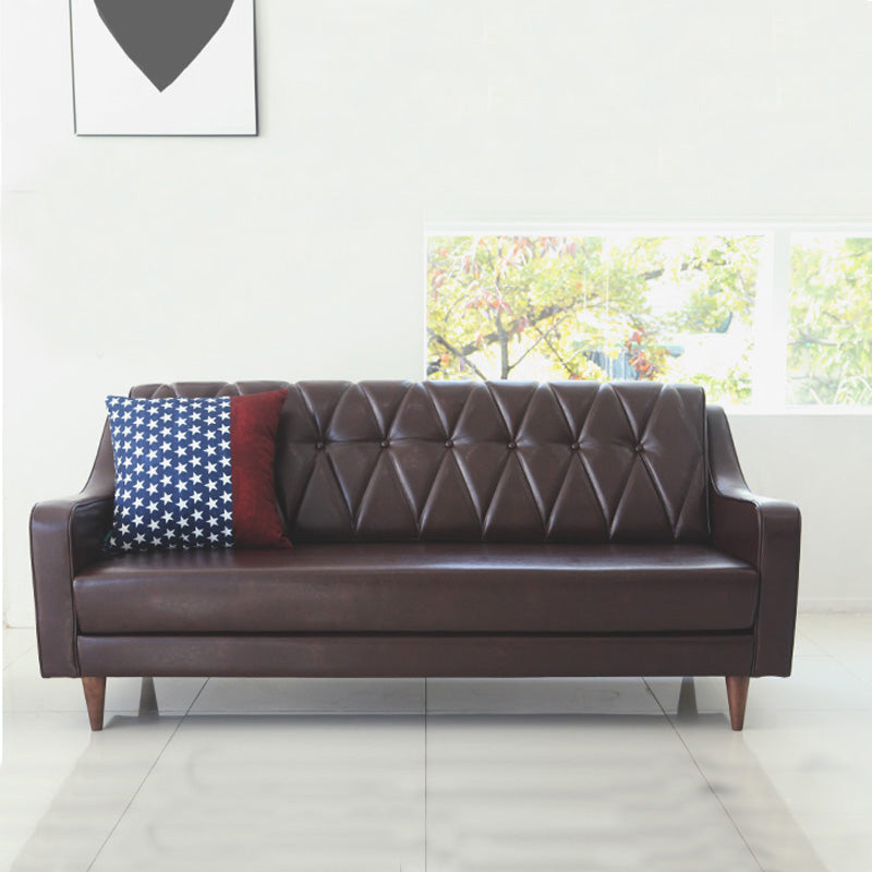 Glam Tufted Split-Back Sloped Arm Faux Leather Stain Resistant Sofa