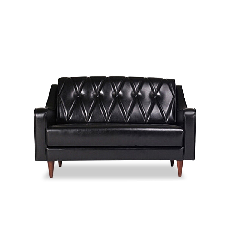 Glam Tufted Split-Back Sloped Arm Faux Leather Stain Resistant Sofa