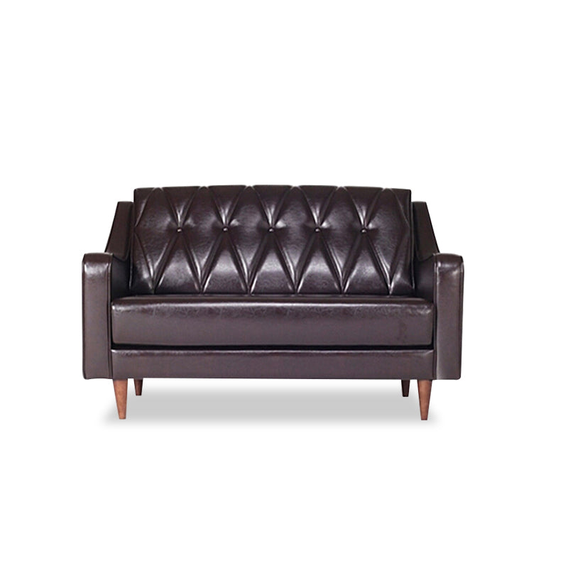 Glam Tufted Split-Back Sloped Arm Faux Leather Stain Resistant Sofa