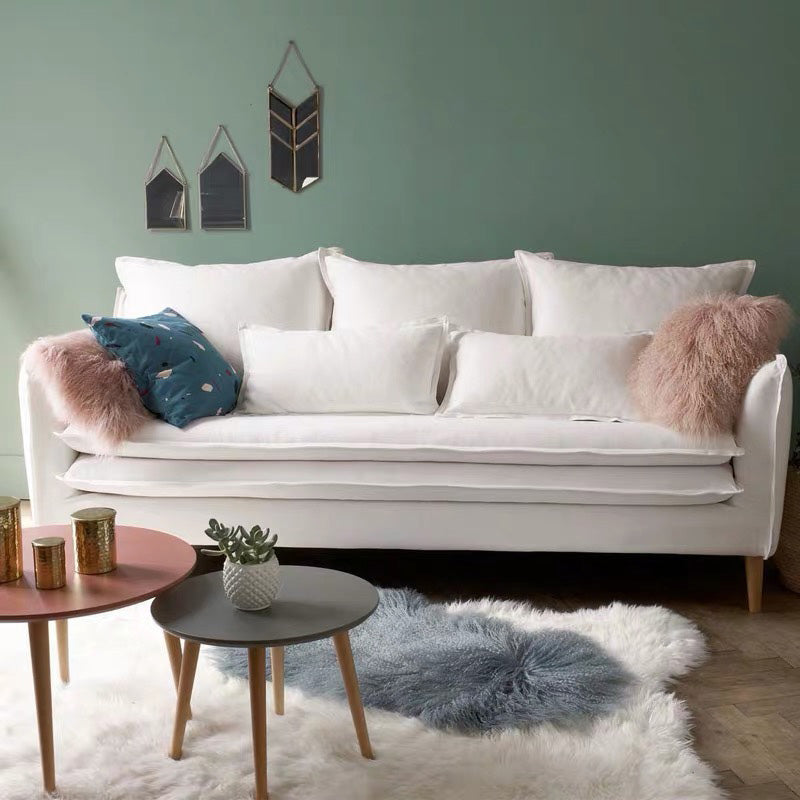 Tuxedo Arm Contemporary Cotton Blend/Faux Leather /Velvet Sofa Couch