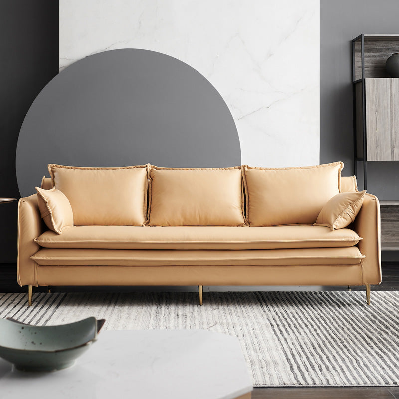 Tuxedo Arm Contemporary Cotton Blend/Faux Leather /Velvet Sofa Couch