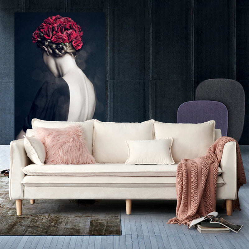 Tuxedo Arm Contemporary Cotton Blend/Faux Leather /Velvet Sofa Couch