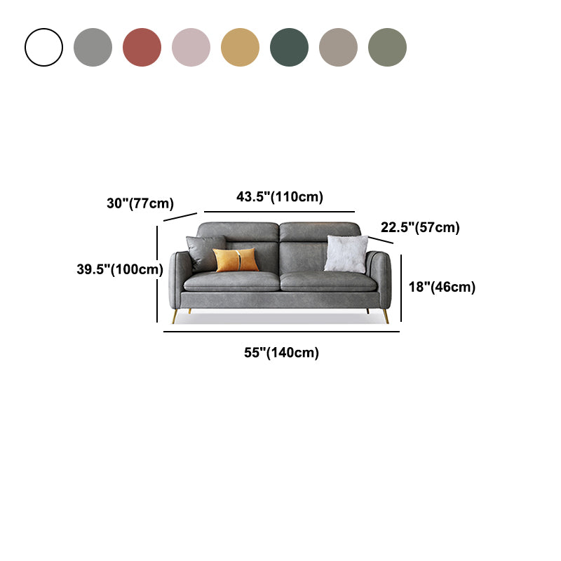 Glam Sewn Pillow Back Square Arm Living Room Faux Leather Sofa