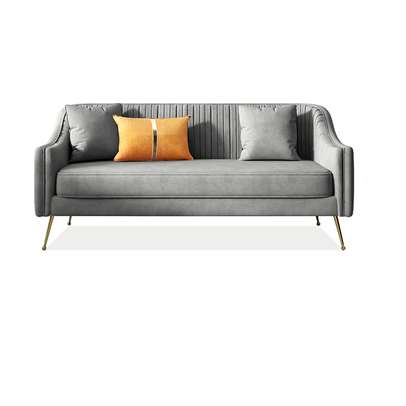 Glam Sewn Pillow Back Living Room Slipcovered Sloped Arm Seating
