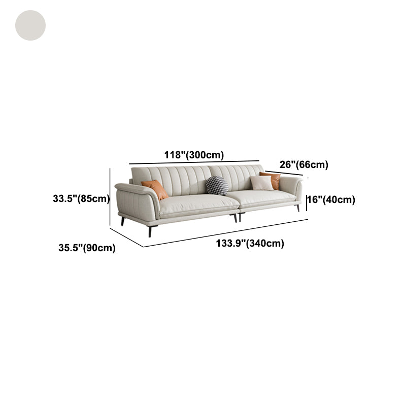 Glam Sewn Pillow Back Flared Arm Living Room Faux Leather Seating