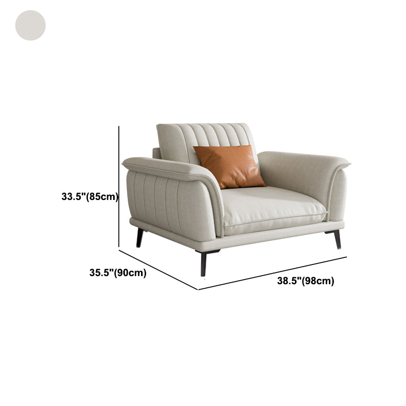 Glam Sewn Pillow Back Flared Arm Living Room Faux Leather Seating