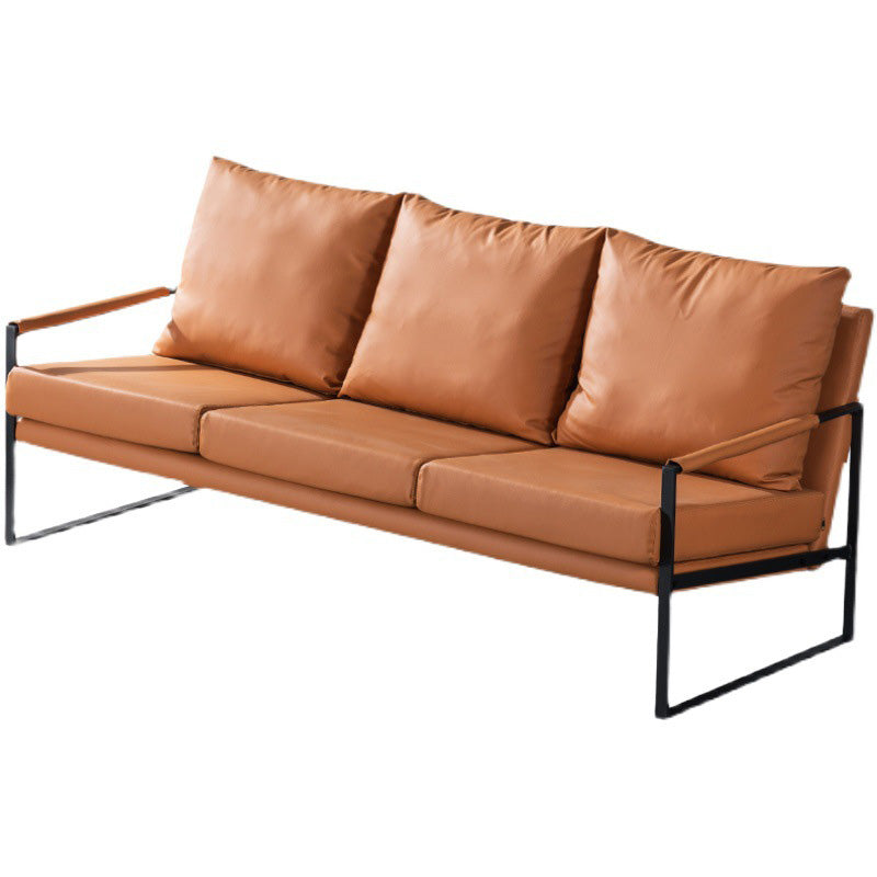 Mid Century Modern 32.2"H Faux Leather Square Arm Sofa for Living Room