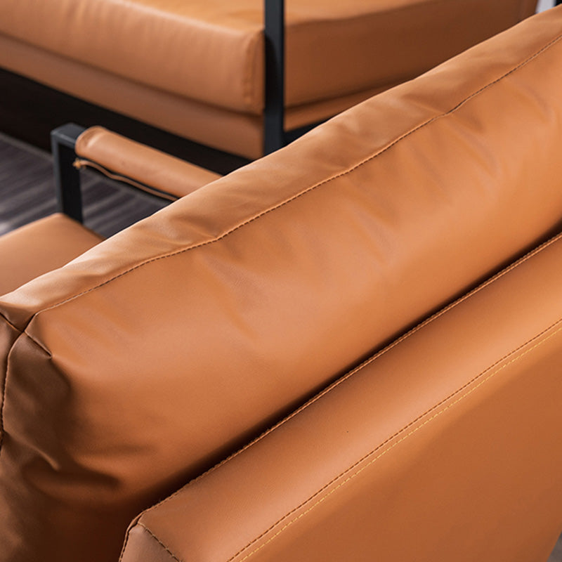 Mid Century Modern 32.2"H Faux Leather Square Arm Sofa for Living Room
