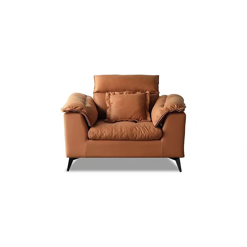 Contemporary Stain-Resistant Faux Leather Dark Gray for Living Room Sofa