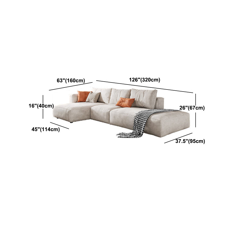 Square Armrest Belt Pillow Back Sofa Bed White Cloth Art Sofa
