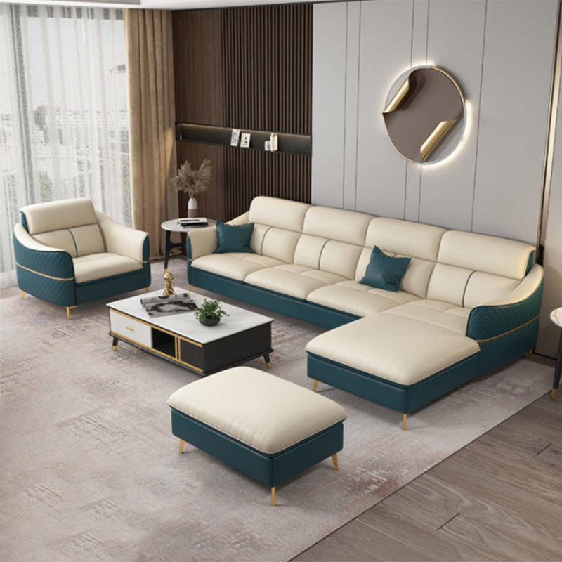 Glam Style Sofa Bed with Padded Leather and White Upholstery Sofa